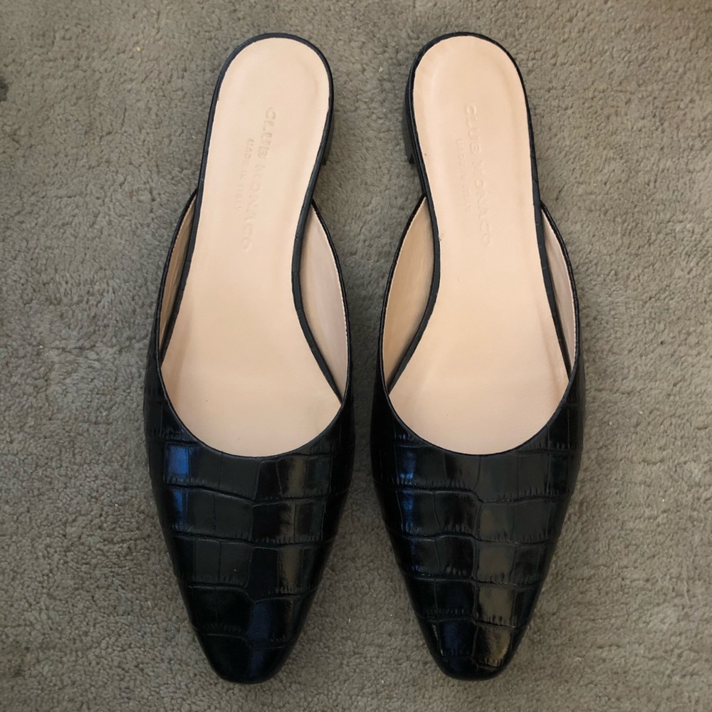 Club Monaco Black Leather Zaydie Flat Size 38 (8)